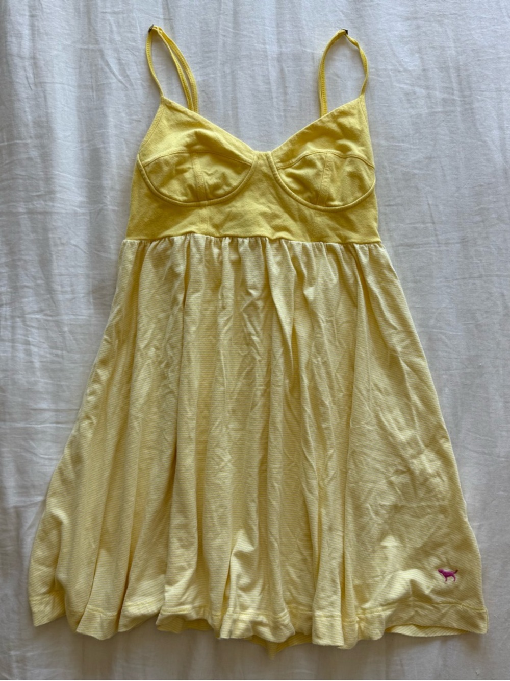 2009 VS PINK yellow + white striped dress